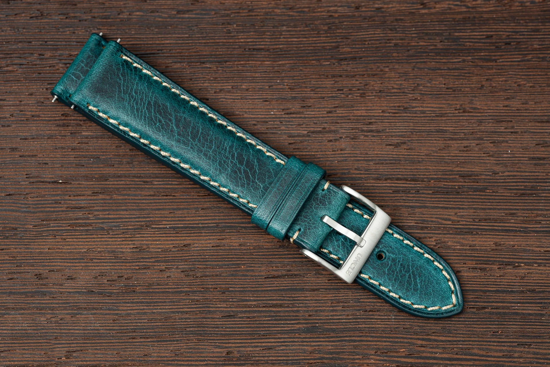 Premium Wax Calfskin Leather Strap - Caribbean Blue