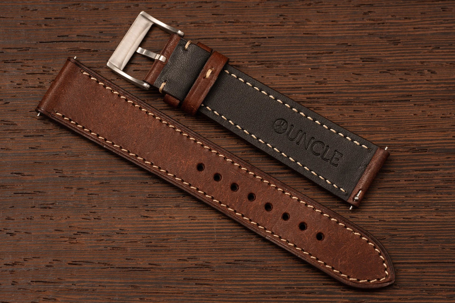 Classic Cowhide Leather Strap - Walnut